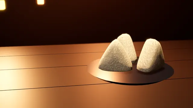 Two rice balls on a plate